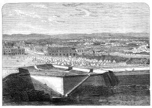 The Cholera at Malta: sanitary encampment of the 4th (King's Own) Regiment on the Floriana, 1865. Creator: Unknown