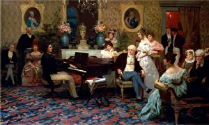 Siemiradzki Prints: Chopin Playing the Piano in Prince Radziwills Salon