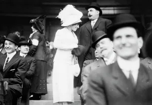 Fans Prints: Chorus girl at TITANIC benefit, 1912. Creator: Bain News Service