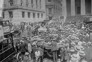 Straw Boater Prints: Chorus girls in Wall St. between c1915 and c1920. Creator: Bain News Service