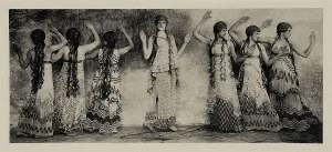 Chorus of maenads. Scene from the Nijinsky ballet The Afternoon of a Faun, 1912. Creator: De Meyer, Baron Adolphe Edward Sigismund (1868-1946). Chorus of maenads. Scene from the Nijinsky ballet The Afternoon of a Faun, 1912