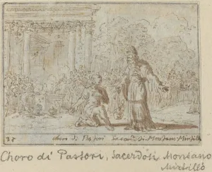 Montano Prints: Chorus of Shepherds and Priests: Montano, Mirtillo, 1640. Creator: Johann Wilhelm Baur