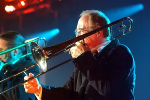 Trad Jazz Prints: Chris Barber, Brecon Jazz Festival, Powys, Wales. Artist: Brian O Connor
