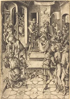 Gaoler Prints: Christ before Annas, c. 1480. Creator: Israhel van Meckenem