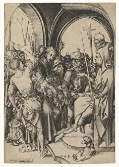 Trial Gallery: Christ before Annas, ca. 1435-1491. Creator: Martin Schongauer