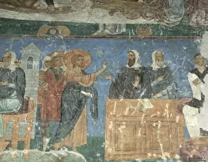 Ancient Russian Frescos Gallery: Christ Before Annas and Caiaphas, 12th century. Artist: Ancient Russian frescos