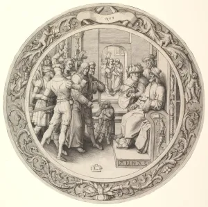 Christ before Annas, from the Circular Passion, 1509. Creator: Lucas van Leyden Christ before Annas, from the Circular Passion, 1509. Creator: Lucas van Leyden