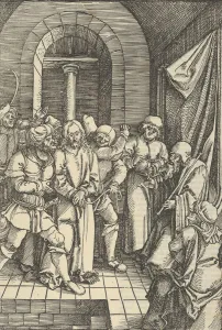 Christ before Annas, from Speculum passionis domini nostri Ihesu Christi, 1507