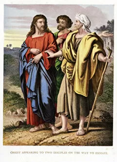 Disciple Gallery: Christ appearing to the two disciples on the road to Emmaeus, c1860. Artist: Kronheim & Co