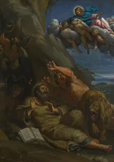 Christian Monk Collection: Christ appearing to Saint Anthony Abbot during his Temptation, c. 1598