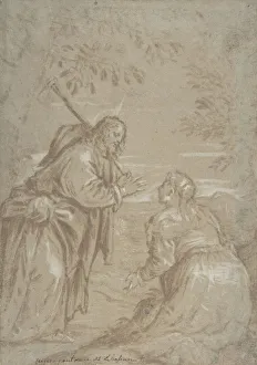 Highlighted With White Gouache Prints: Christ Appearing to Saint Mary Magdalen ('Noli Me Tangere'), ca. 1560