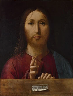 Christ The Saviour Gallery: Christ Blessing, 1465. Artist: Antonello da Messina (ca 1430-1479)