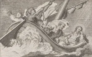 Kinneret Prints: Christ on a boat with fishermen, ca. 1760-93. Creator: Antonio Capellan