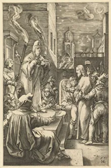Kaiphas Prints: Christ Before Caiaphas, from The Passion of Christ, ca. 1598-1617. Creator: Unknown
