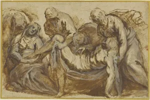 Palma Giovane Prints: Christ Carried to the Tomb, 1607/1620. Creator: Jacopo Palma