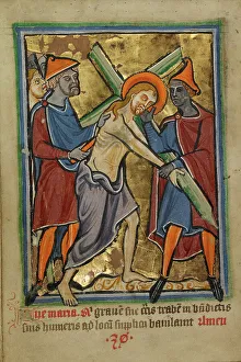 Christ Carrying the Cross, about 1190-1200; text added about 1480-1490. Creator: Unknown
