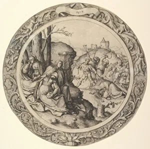Lucas Jacobsz Prints: Christ Carrying the Cross, from the Circular Passion, 1509. Creator: Lucas van Leyden