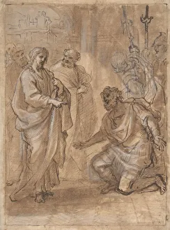 Centurion Prints: Christ and the Centurion (recto); Figure Waving to Departing Ship (verso). n. d