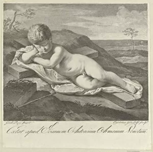 Crown Of Thorns Collection: The Christ Child sleeping on a cross in a landscape, crown of thorns in the foreground