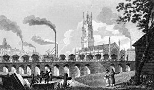 Coal Wagon Gallery: Christ Church and Coal Staith, Leeds, West Yorkshire, 1829.Artist: T Owen