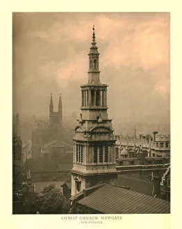 Newgate Street Gallery: Christ Church, Newgate, The Steeple, mid-late 19th century. Creator: Unknown