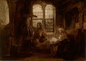 Images Dated 12th November 2015: Christ Conversing with Martha and Mary, ca 1652. Artist: Rembrandt van Rhijn (1606-1669)