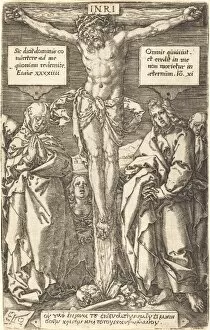 Latin Text Gallery: Christ on the Cross, 1553. Creator: Heinrich Aldegrever