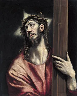 Christ with the Cross, ca. 1587-1596. Artist: El Greco, Dominico (1541-1614)