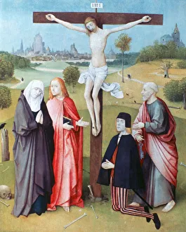 Jeronimus Bosch Prints: Christ on the Cross with Donors and Saints, c1480-1516. Artist: Hieronymus Bosch