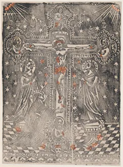 Bridget Of Sweden Prints: Christ on the cross flanked by the Virgin