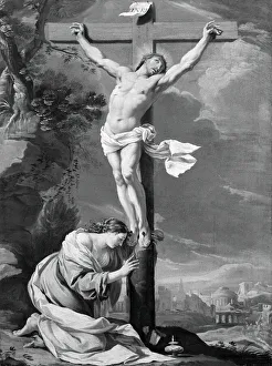 Mary Magdalen Collection: Christ on the Cross with Mary Magdalene, 1640 / 50. Creator: Simon Vouet