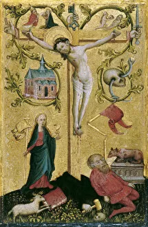 Salvator Mundi Gallery: Christ on the Cross as Redemptor Mundi. Artist: Westphalian Master (active ca 1470-1480)