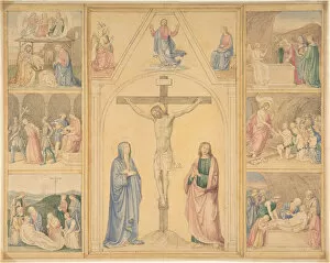 Christ on the Cross with Six Scenes from the Life of Christ, ca. 1850