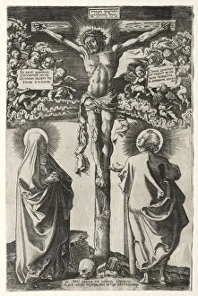 Christ on the cross between the virgin and St. John, 1542. Creator: Hans Brosamer (German, c