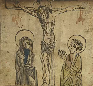 Christ on the Cross with the Virgin and St. John (Schr. 427a), 15th century. 15th century. Creator: Anon