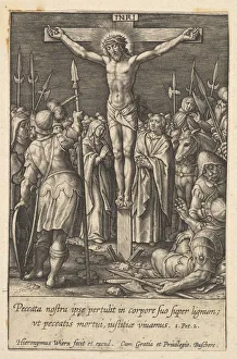 Mary Magdalen Prints: Christ Crucified, before 1619. Creator: Hieronymous Wierix