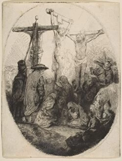 Christ Crucified Between Two Thieves; oval plate, ca. 1641