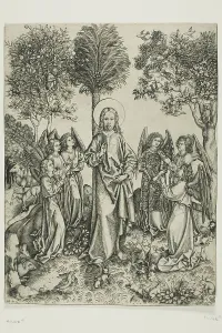 Christ in the Desert with Six Angels, c. 1490. Creator: Master of the Catherine wheel