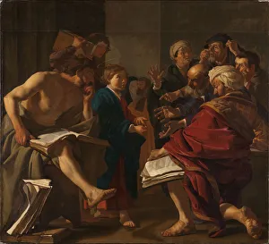 Disputation Prints: Christ among the Doctors, 1622. Creator: Baburen, Dirck (Theodor), van (1595-1624)