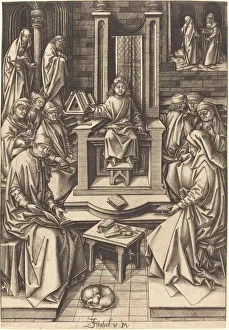 Disputation Prints: Christ Among the Doctors, c. 1490 / 1500. Creator: Israhel van Meckenem