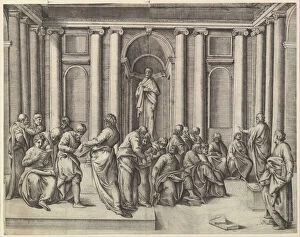 Discussing Gallery: Christ among the Doctors, ca. 1540-45. Creator: Battista Franco Veneziano