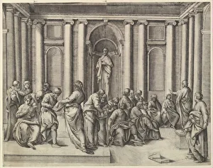 Veneziano Prints: Christ among the Doctors, ca. 1540-45. Creator: Battista Franco Veneziano