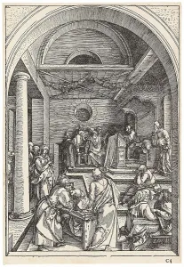 Disputation Prints: Christ among the Doctors, from The Life of the Virgin