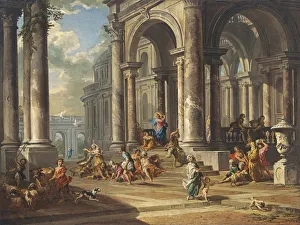 Christ Driving the Money Changers from the Temple. Artist: Panini, Giovanni Paolo (1691-1765) Christ Driving the Money Changers from the Temple. Artist: Panini, Giovanni Paolo (1691-1765)