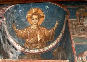 Serbia Prints: Christ Emmanuel, ca 1350. Artist: Anonymous