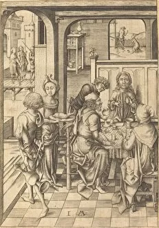 Disciple Gallery: Christ at Emmaus, c. 1480. Creator: Israhel van Meckenem