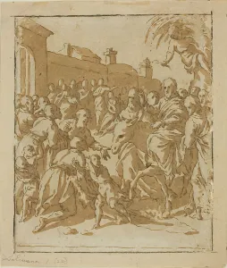 Riding Ass Prints: Christ Entering Jerusalem, 1600/10. Creator: Marcantonio Bassetti