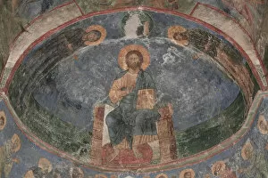 Ancient Russian Frescos Gallery: Christ Enthroned (Saviour of the World), 12th century. Artist: Ancient Russian frescos