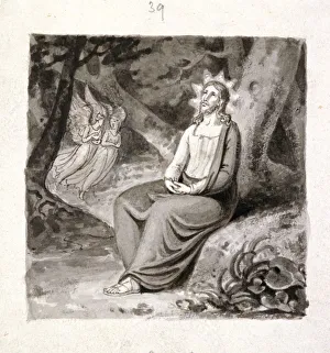 Christ in the Garden with Angels, 19th century. Artist: Corbould Family