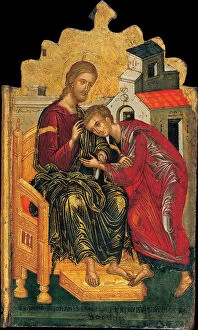 Christ The Saviour Gallery: Christ giving the Benediction to John the Evangelist, c. 1450. Artist: Ritzos, Andreas (1421-1492)